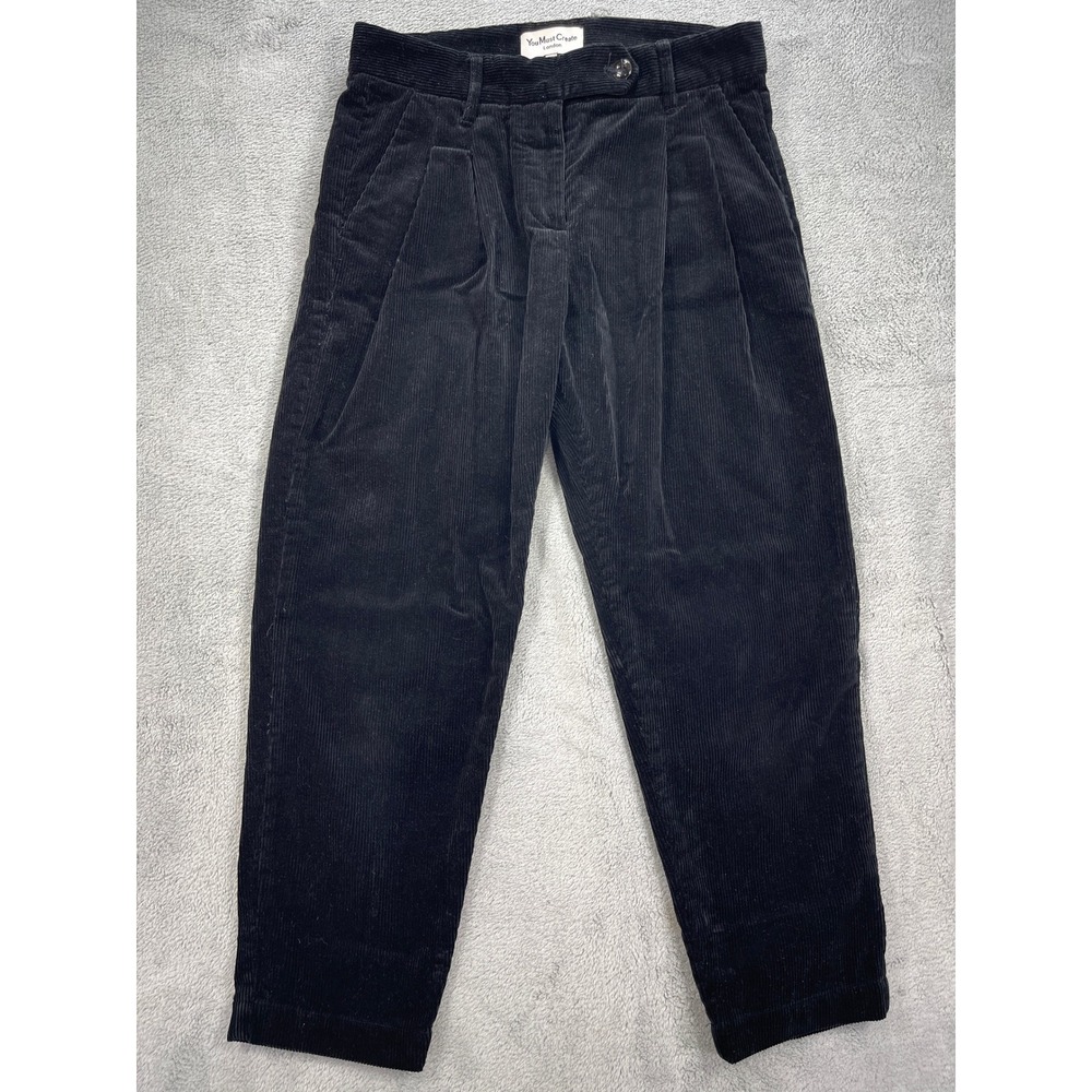 YMC You Must Create Corduroy Trousers Womens 8 Black Pleated Tapered Pants